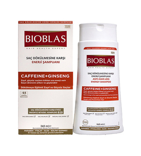 شامپو ضد ریزش کافئین + جینسینگ بدون سولفات بیوبلاس