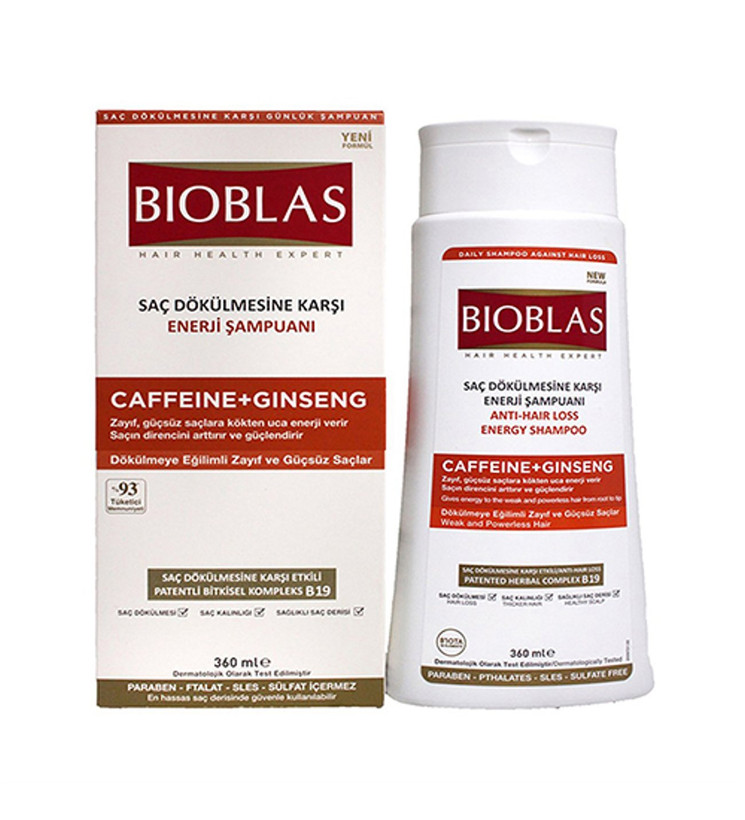 شامپو ضد ریزش کافئین + جینسینگ بدون سولفات بیوبلاس